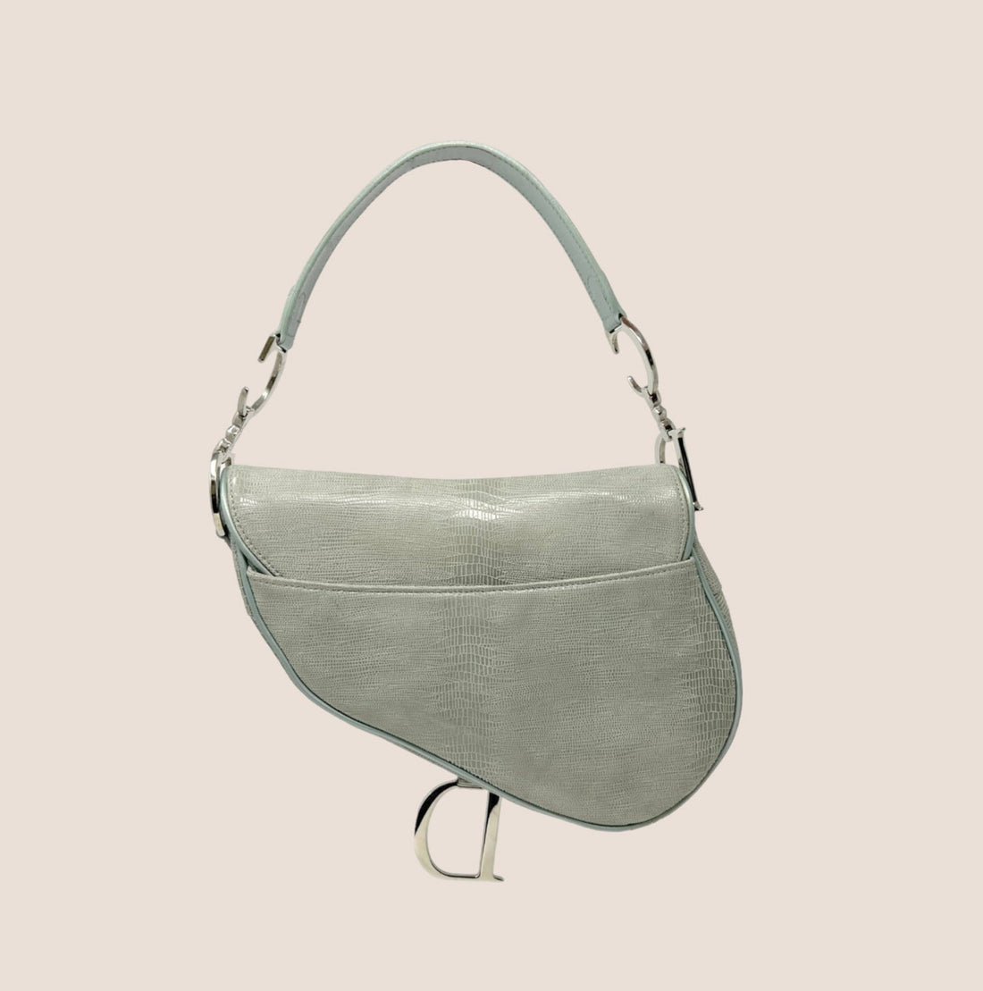 CHRISTIAN DIOR 2001 AZUL BLUE LIZARD EMBOSSED SADDLE BAG