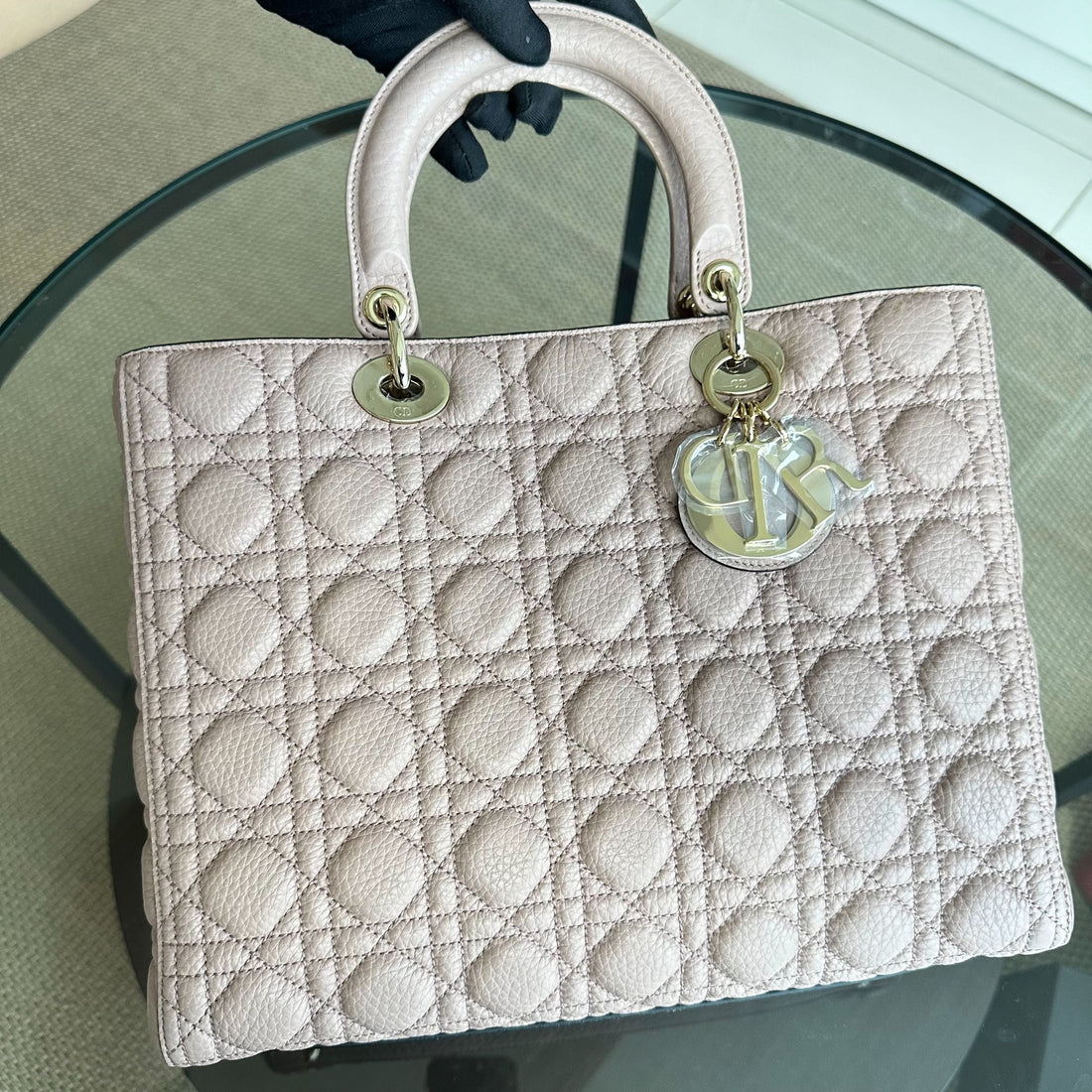 *Flap, Grained Calfskin* Lady Large Grained Calfskin Nude Pink Blush LGHW