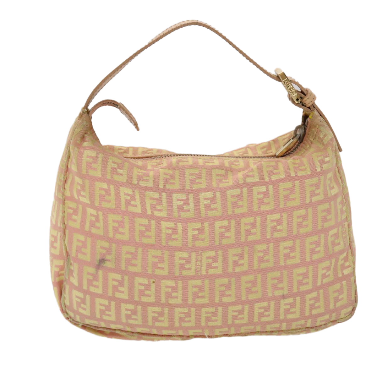 FENDI Zucchino Canvas Hand Bag Pink Gold  fm2528