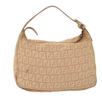 FENDI Zucchino Canvas Hand Bag Pink Gold Auth fm2528