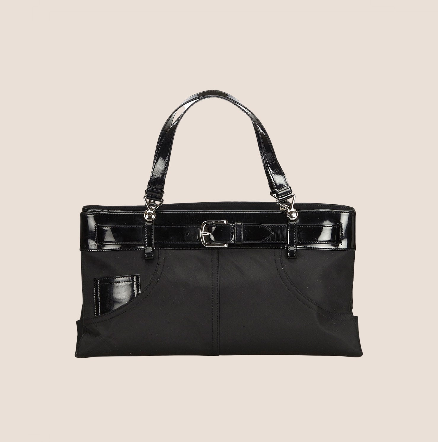 CHRISTIAN DIOR BLACK NYLON BELTED EVERYDAY BAG