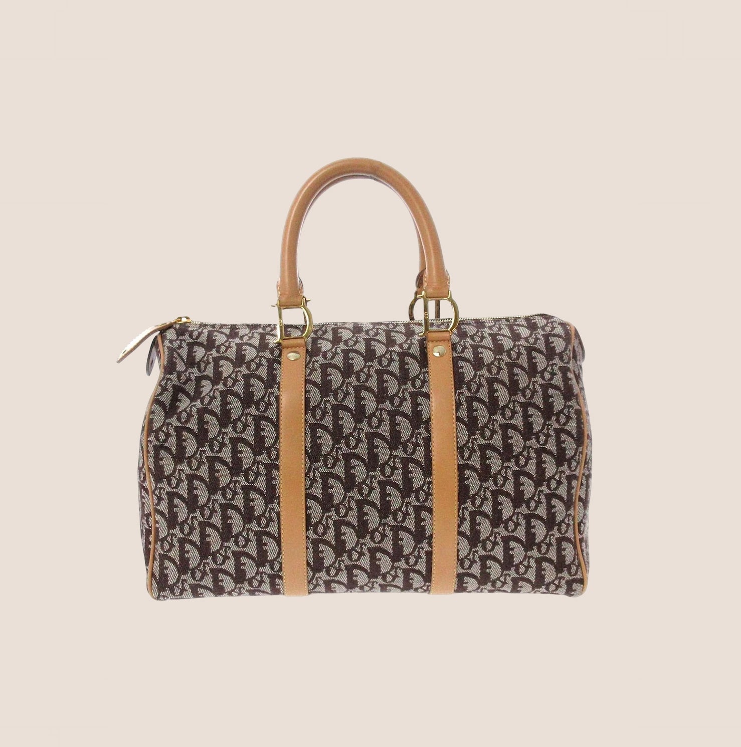 CHRISTIAN DIOR GREY & TAN DIORISSIMO CANVAS WEEKENDER BAG