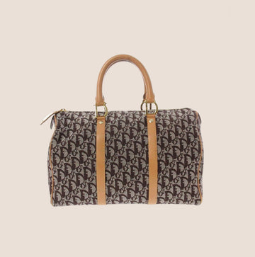 CHRISTIAN DIOR GREY & TAN DIORISSIMO CANVAS WEEKENDER BAG