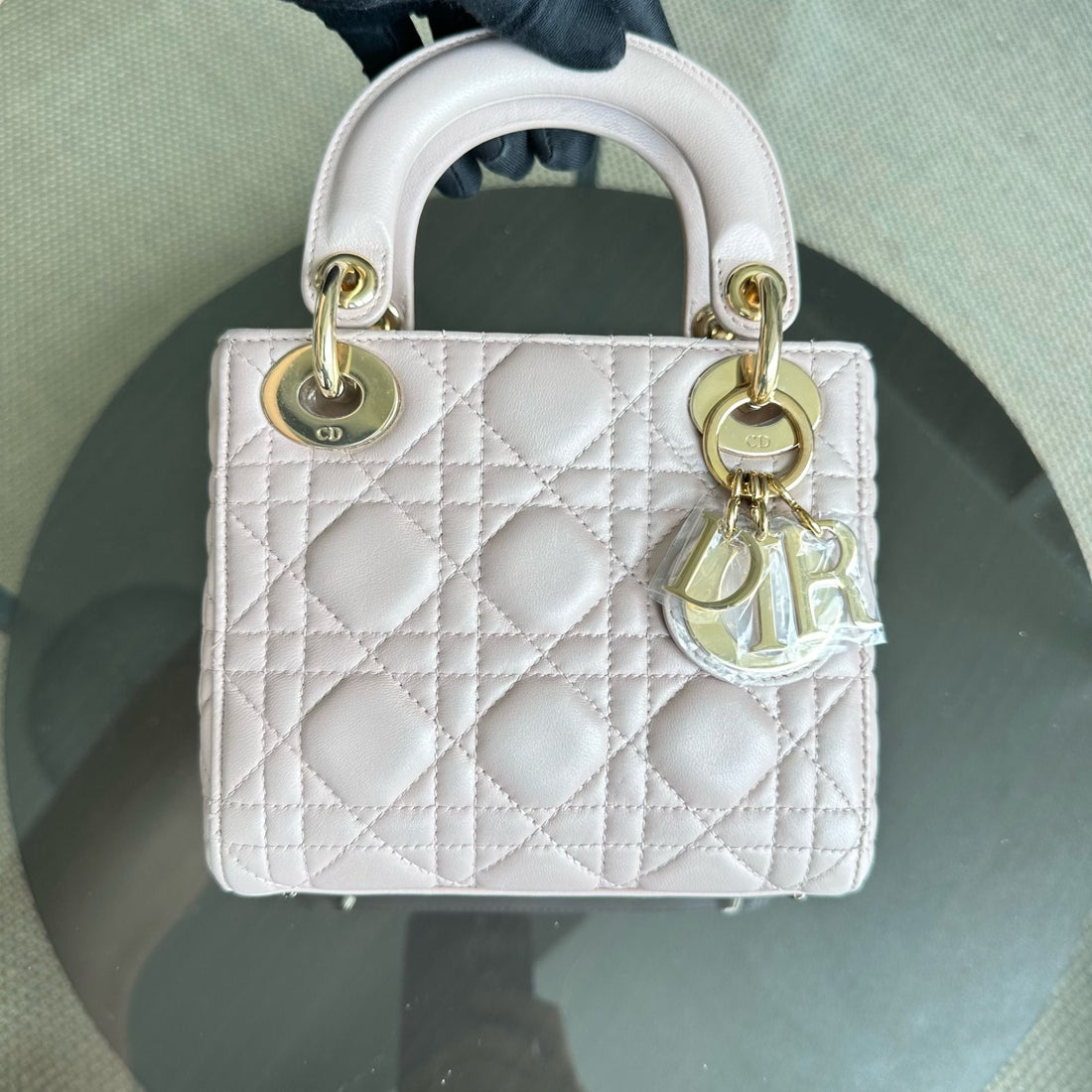 *Full Set, Receipt, Chain Strap* Lady Mini Cannage Lambskin Iridescent Pink GHW