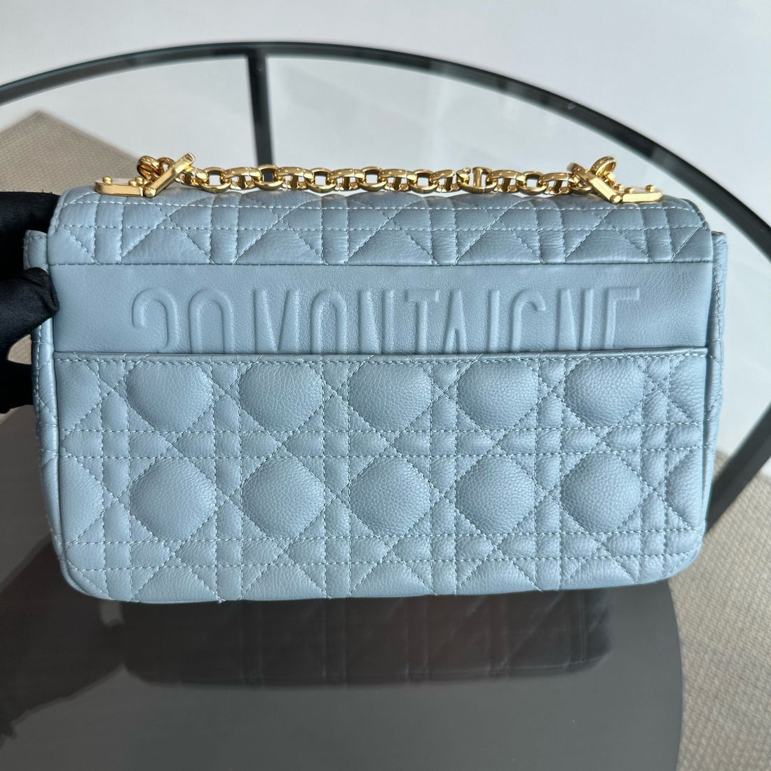 *Full Set, Receipt* Caro Medium Calfskin Flap Haze Blue GHW