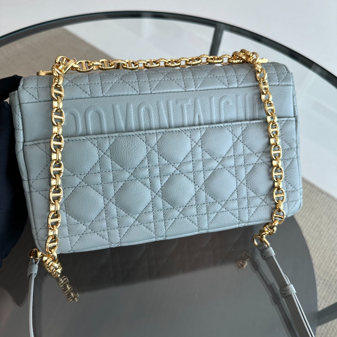 *Full Set, Receipt* Caro Medium Grained Calfskin Cannage Flap Grey GHW