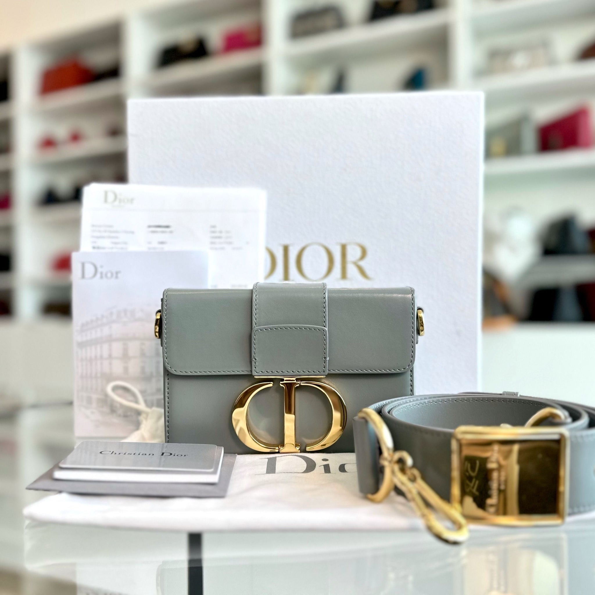 *Full Set Receipt* Montaigne Box Smooth Calfskin Light Blue GHW