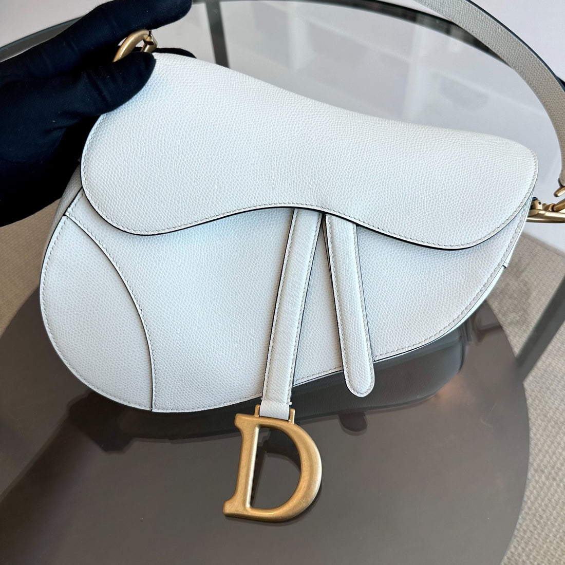 *Full Set, Receipt* Saddle Medium Grained Calfskin Caviar White GHW