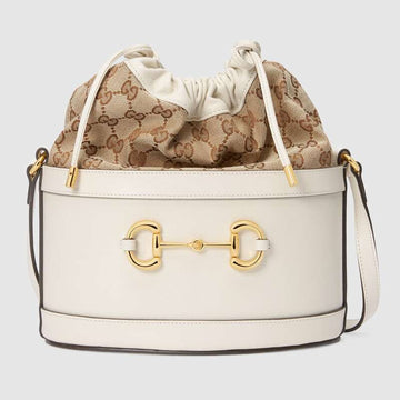 Gucci Horsebit 1955 Bucket Bag White Leather