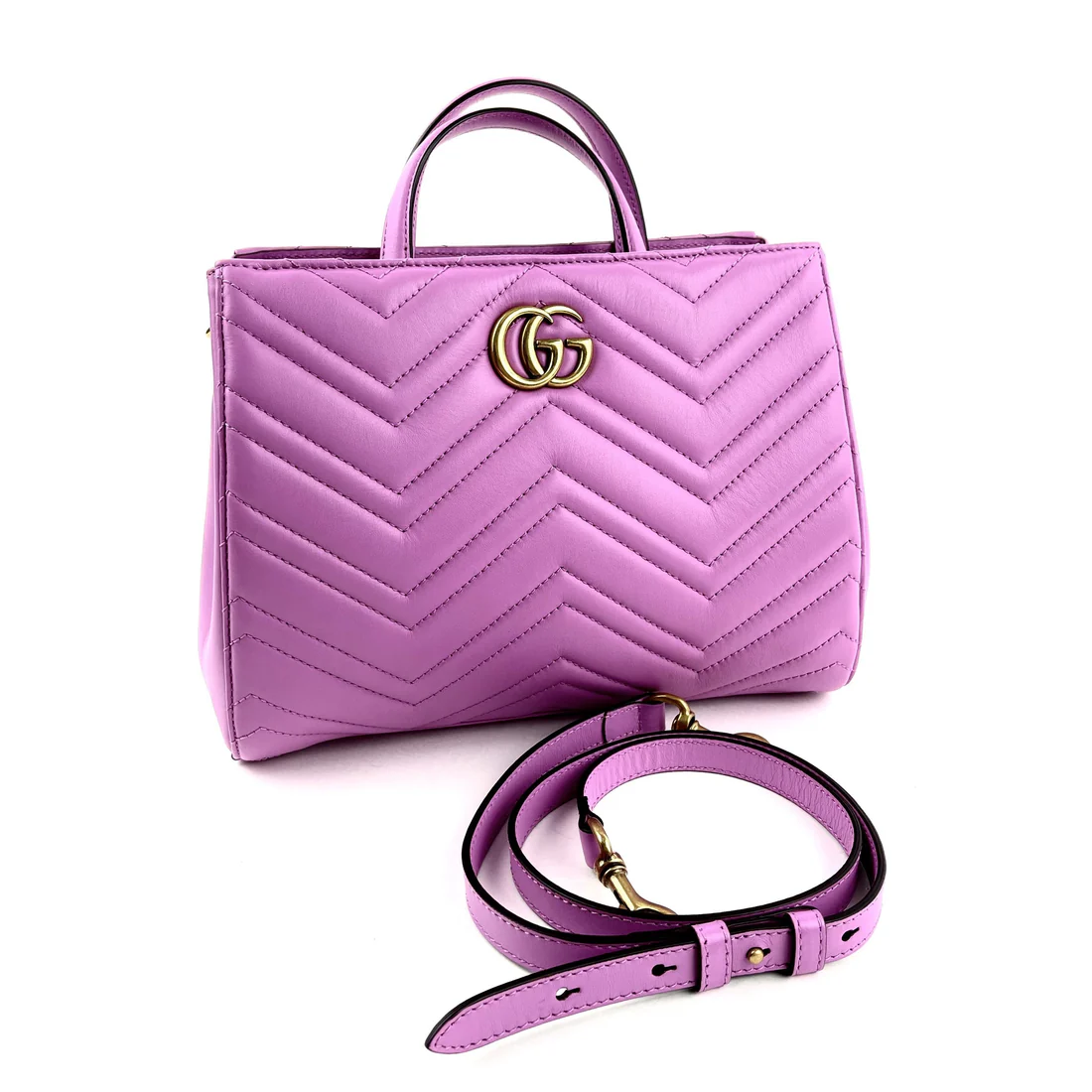 Gucci Small GG Marmont Top Handle Purple Bag