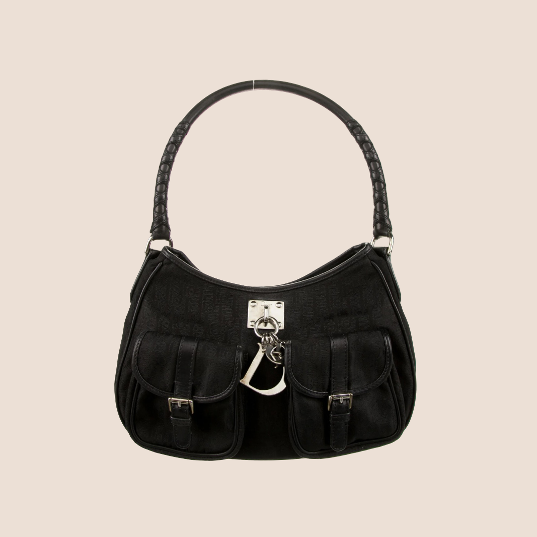 CHRISTIAN DIOR BLACK DIORISSIMO LOVELY CHARMS SHOULDER BAG