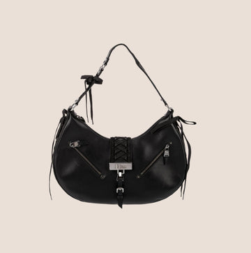 CHRISTIAN DIOR 2002 BLACK LEATHER ADMIT IT CORSET BAG