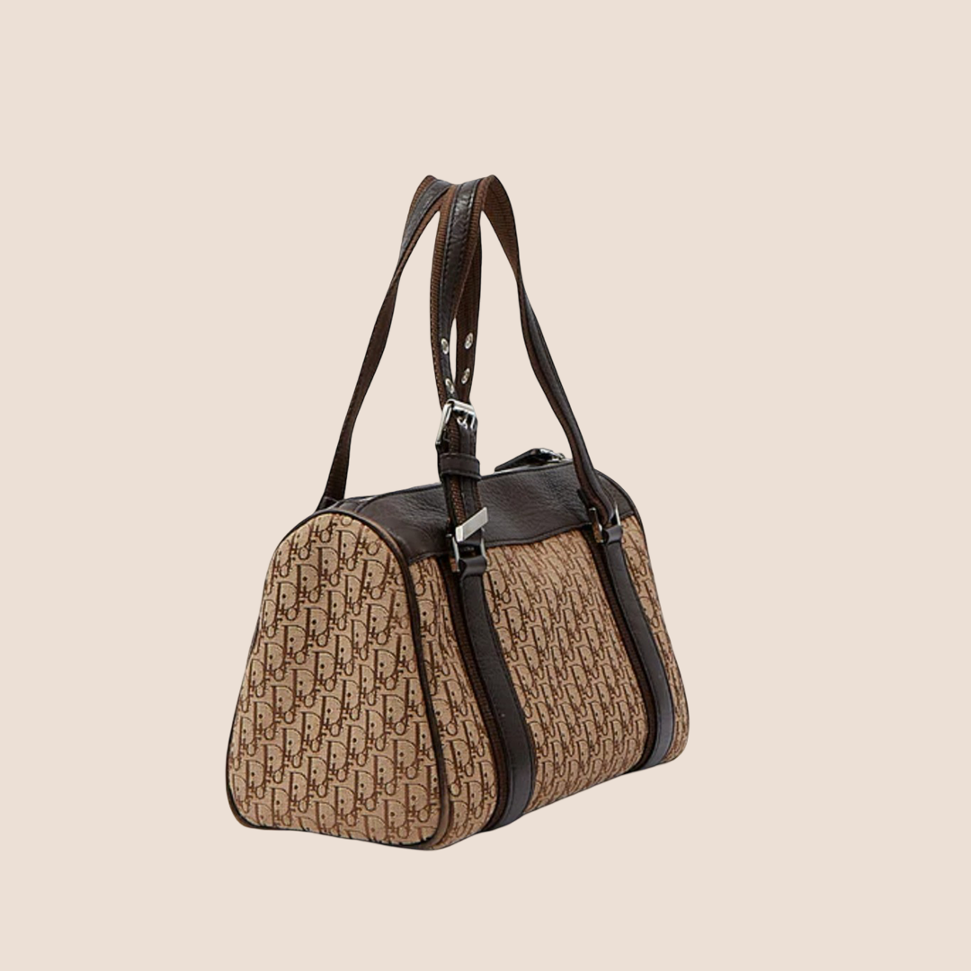 CHRISTIAN DIOR 2005 BROWN DIORISSIMO CANVAS STREET CHIC BOSTON BAG