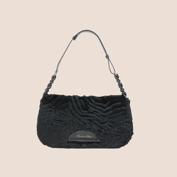CHRISTIAN DIOR 2000 BLACK FAUX FUR MALICE BAG