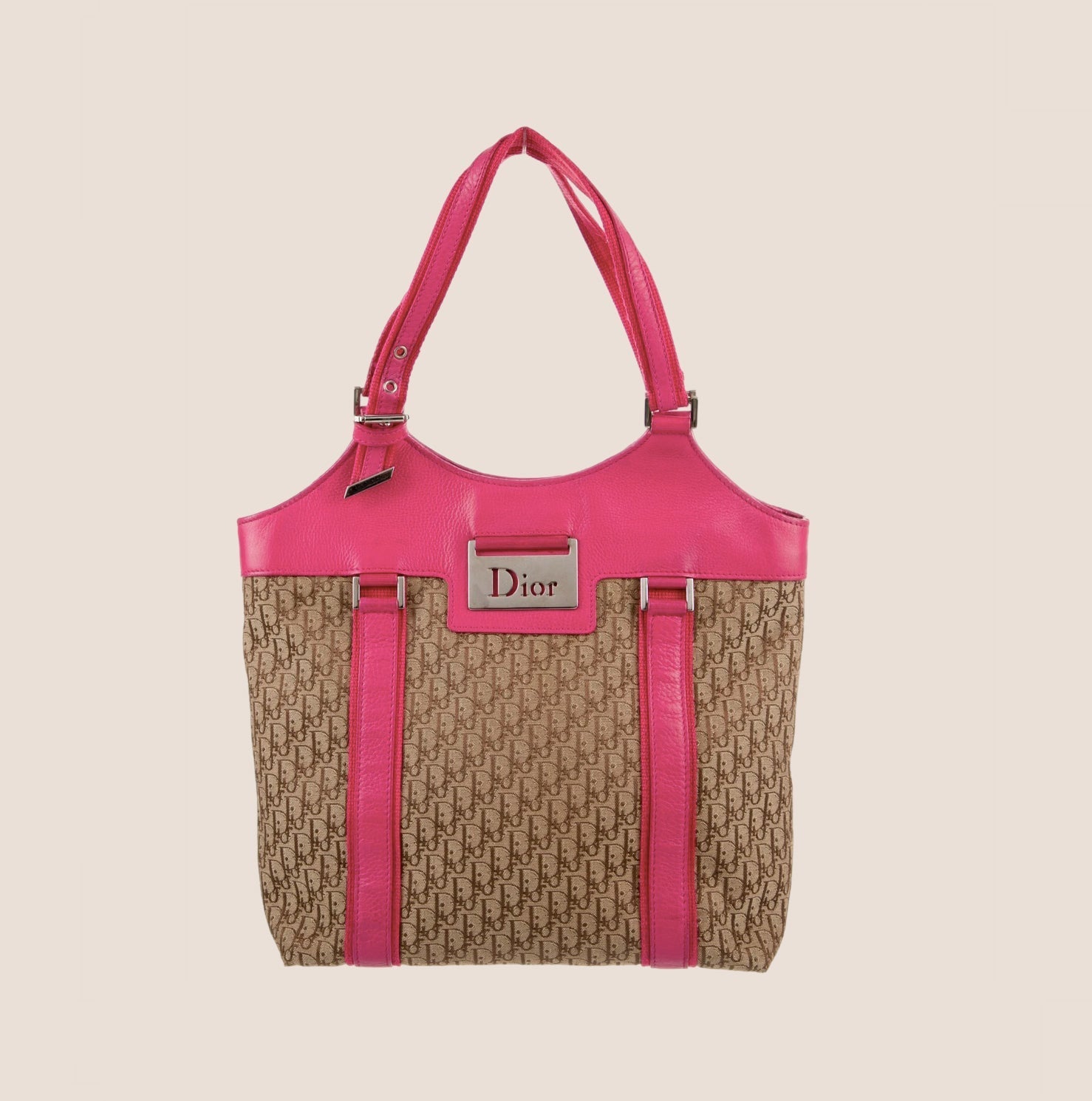 CHRISTIAN DIOR PINK & BROWN DIORISSIMO STREET CHIC TOTE BAG