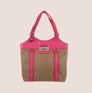 CHRISTIAN DIOR PINK & BROWN DIORISSIMO STREET CHIC TOTE BAG