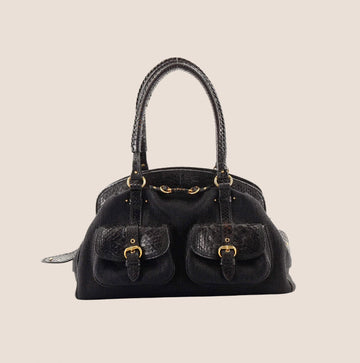 CHRISTIAN DIOR BLACK PYTHON DETECTIVE BAG