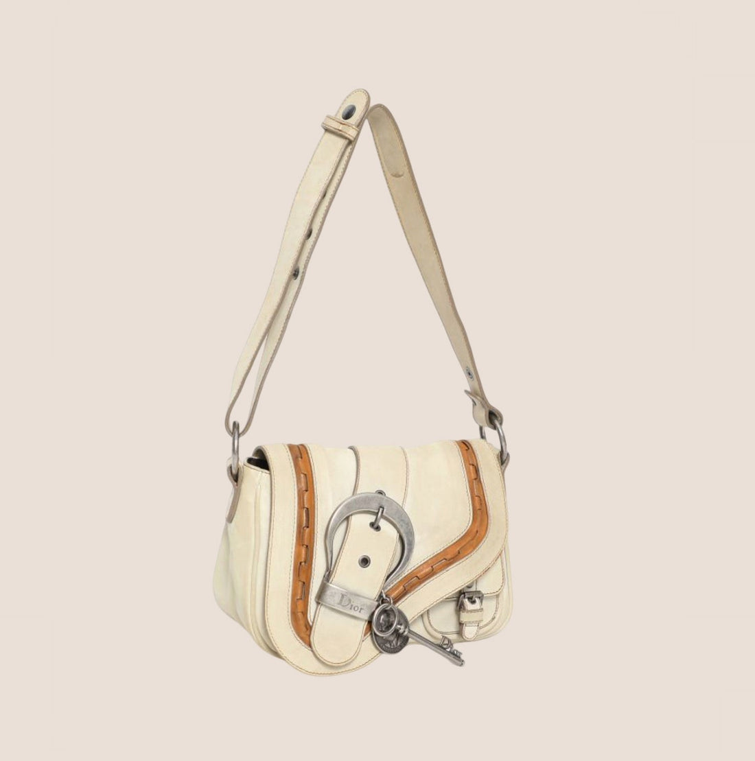 CHRISTIAN DIOR 2004 WHITE LEATHER MINI GAUCHO BAG