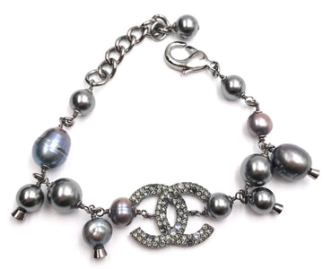 Top Quality Chanel Grey CC Crystal Fresh Water Bracelet