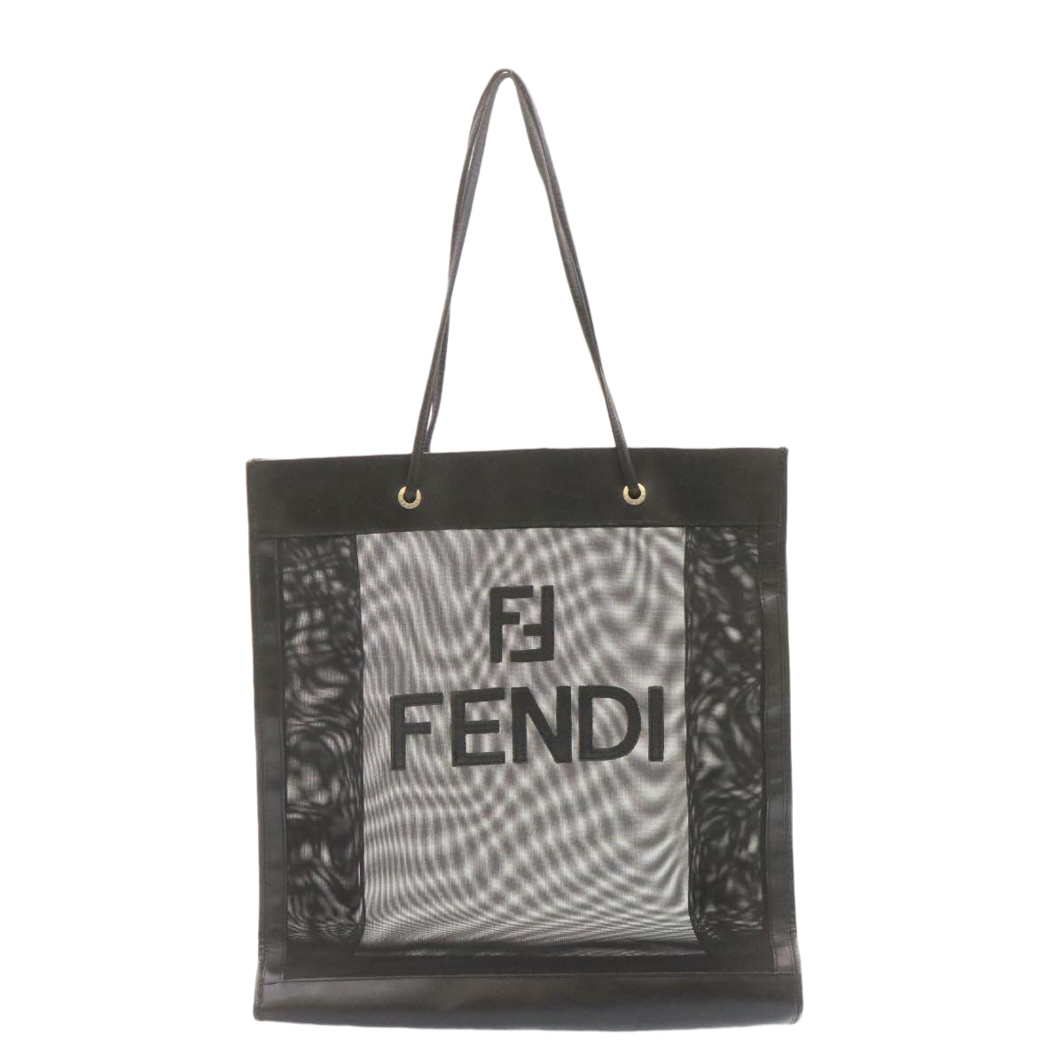 FENDI Tote Bag Nylon See-through mesh Black Auth am1409g