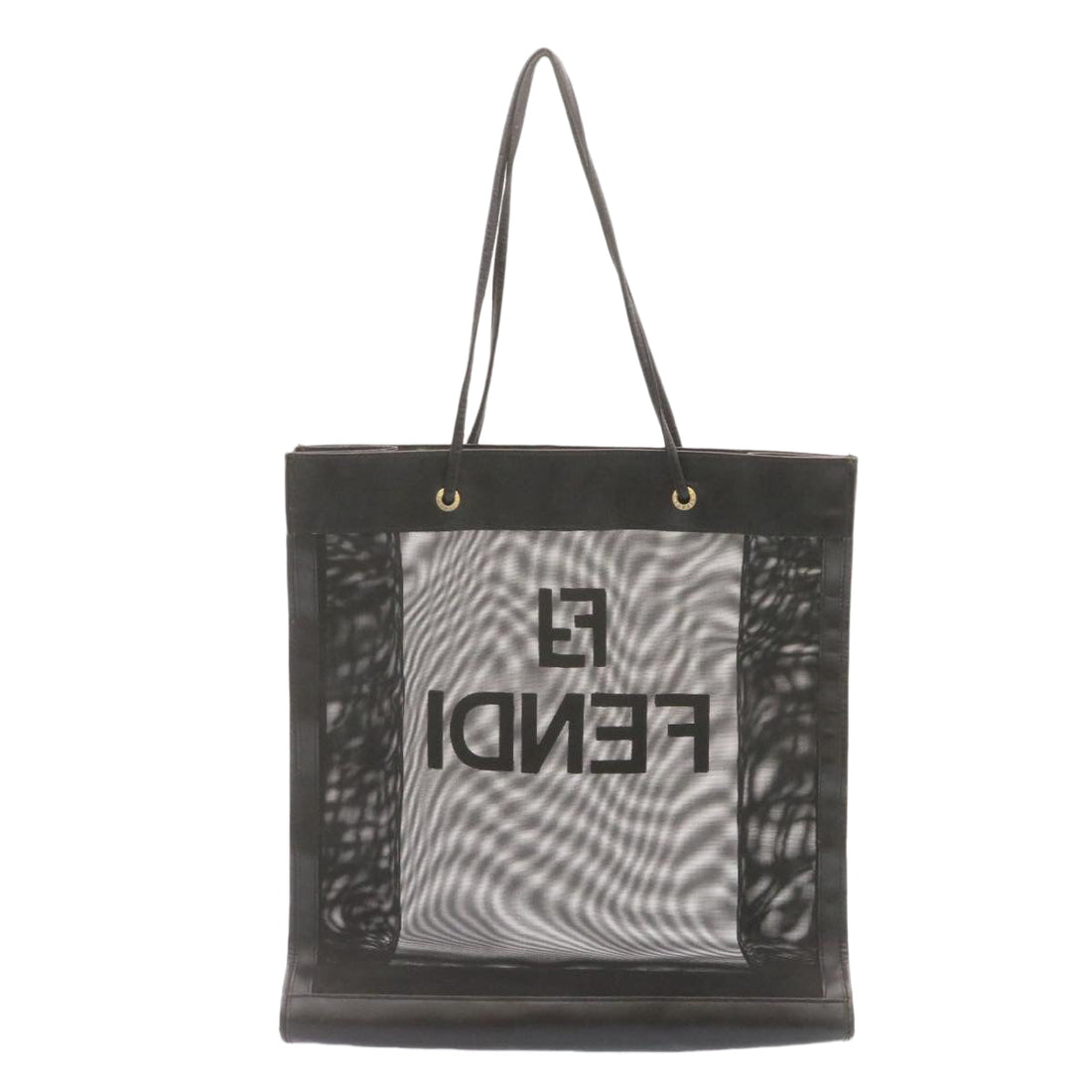 FENDI Tote Bag Nylon See-through mesh Black Auth am1409g