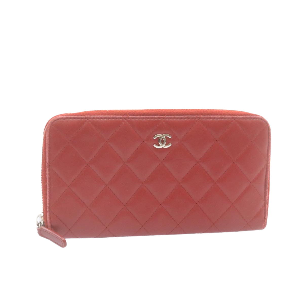 Top Quality Chanel Matelasse Wallet Lamb Skin Red CC Auth am2154gA