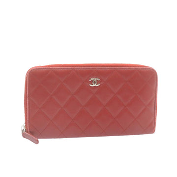 Top Quality Chanel Matelasse Wallet Lamb Skin Red CC Auth am2154gA