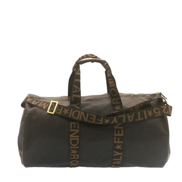 FENDI Boston Bag Nylon 2Way Black Auth am998g