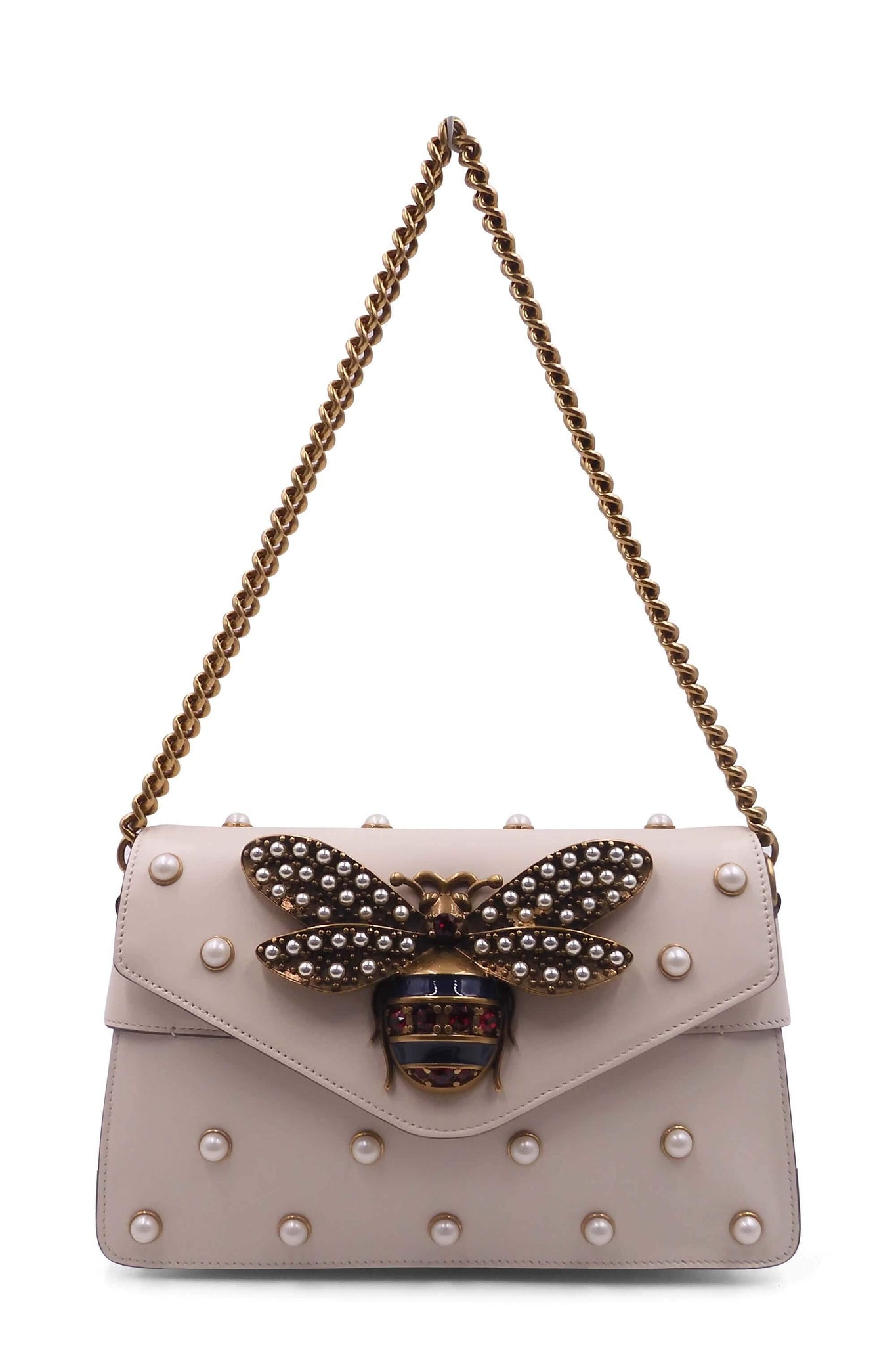 Broadway Bee Embellished Shoulder Bag White