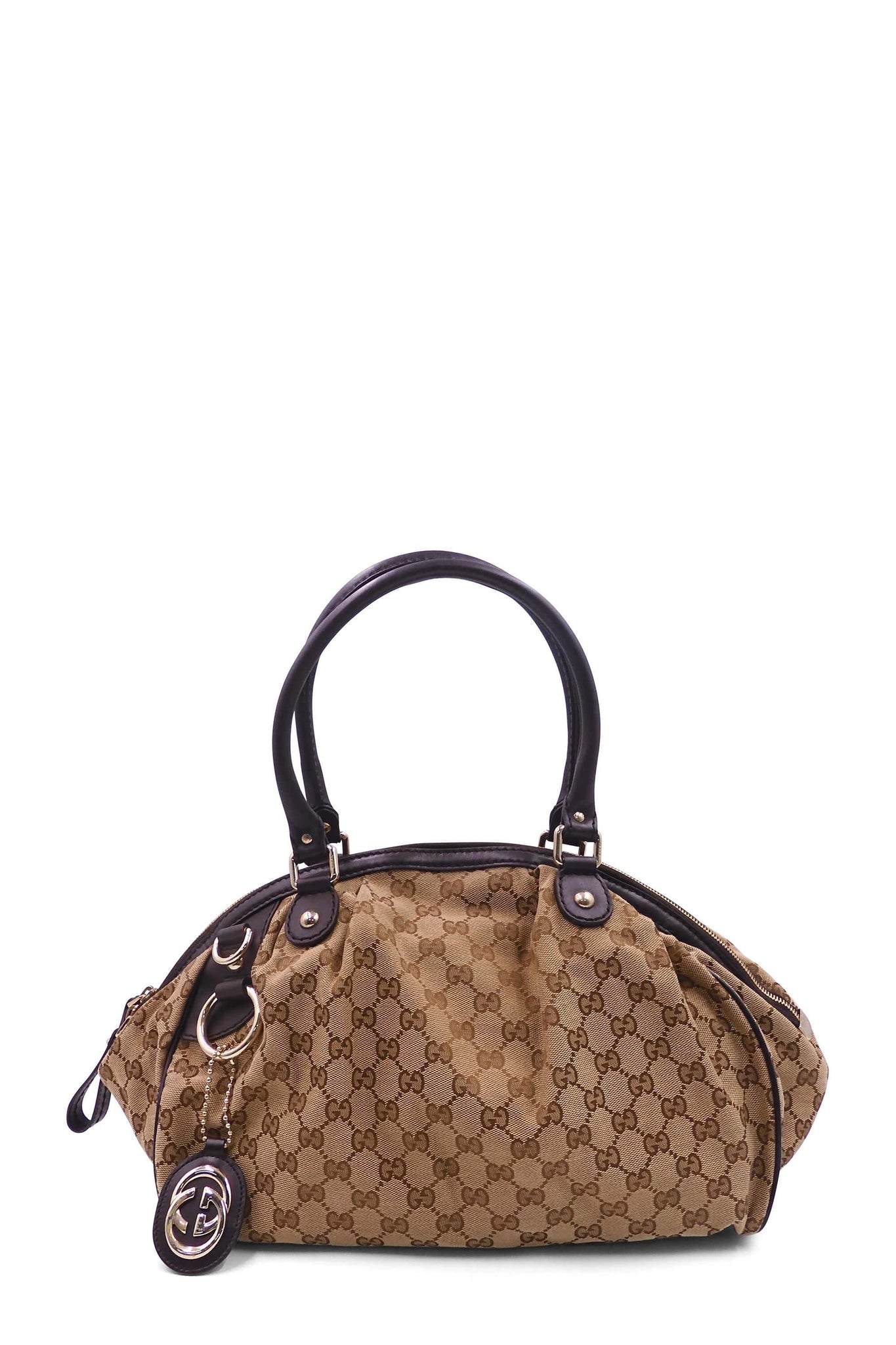 GG Canvas Sukey Boston Bag Brown