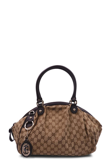 GG Canvas Sukey Boston Bag Brown