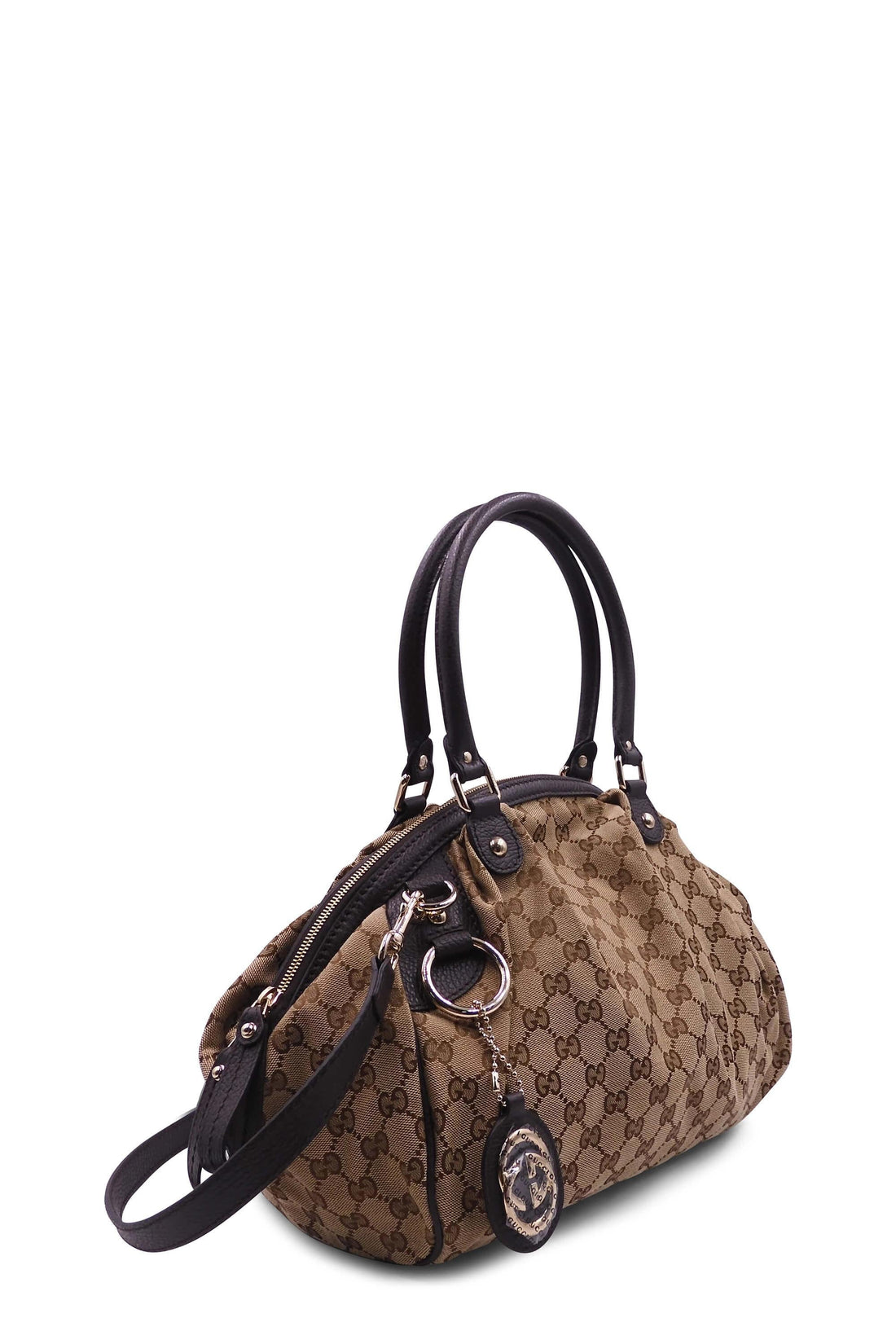 GG Canvas Sukey Boston Bag Brown