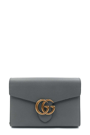 GG Marmont Leather Mini Chain Bag Grey