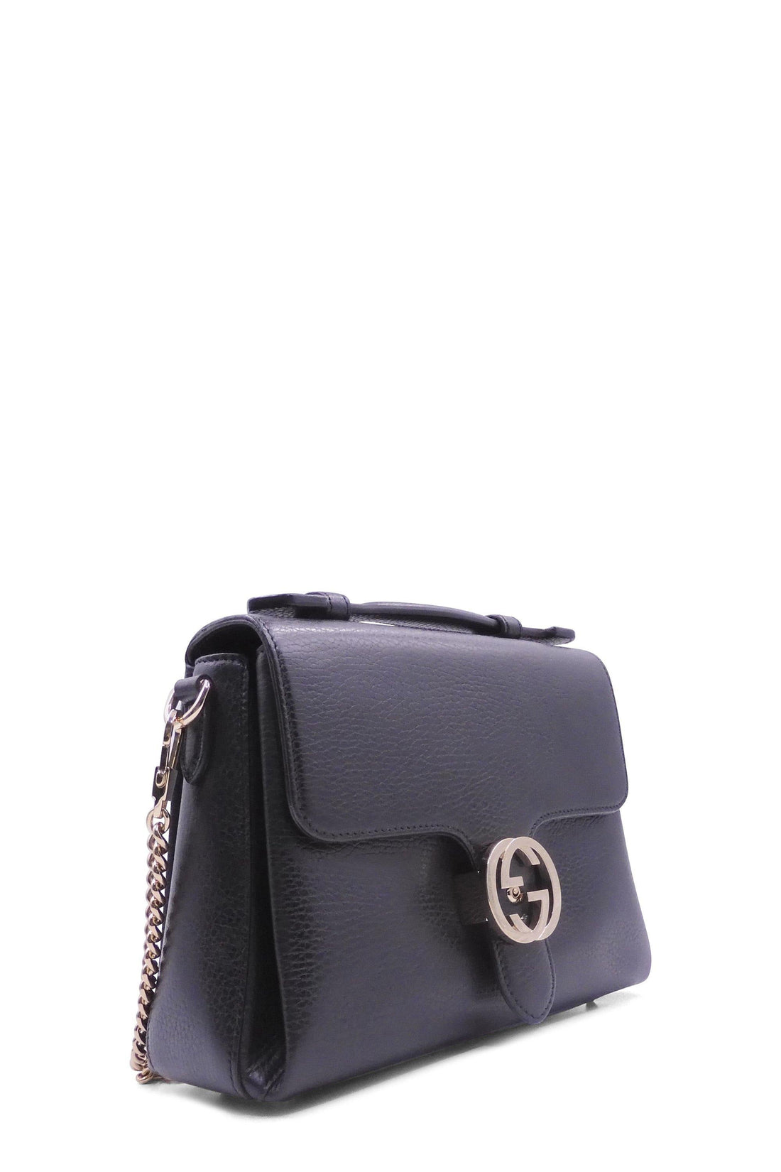 Interlocking GG Top Handle Shoulder Bag Black
