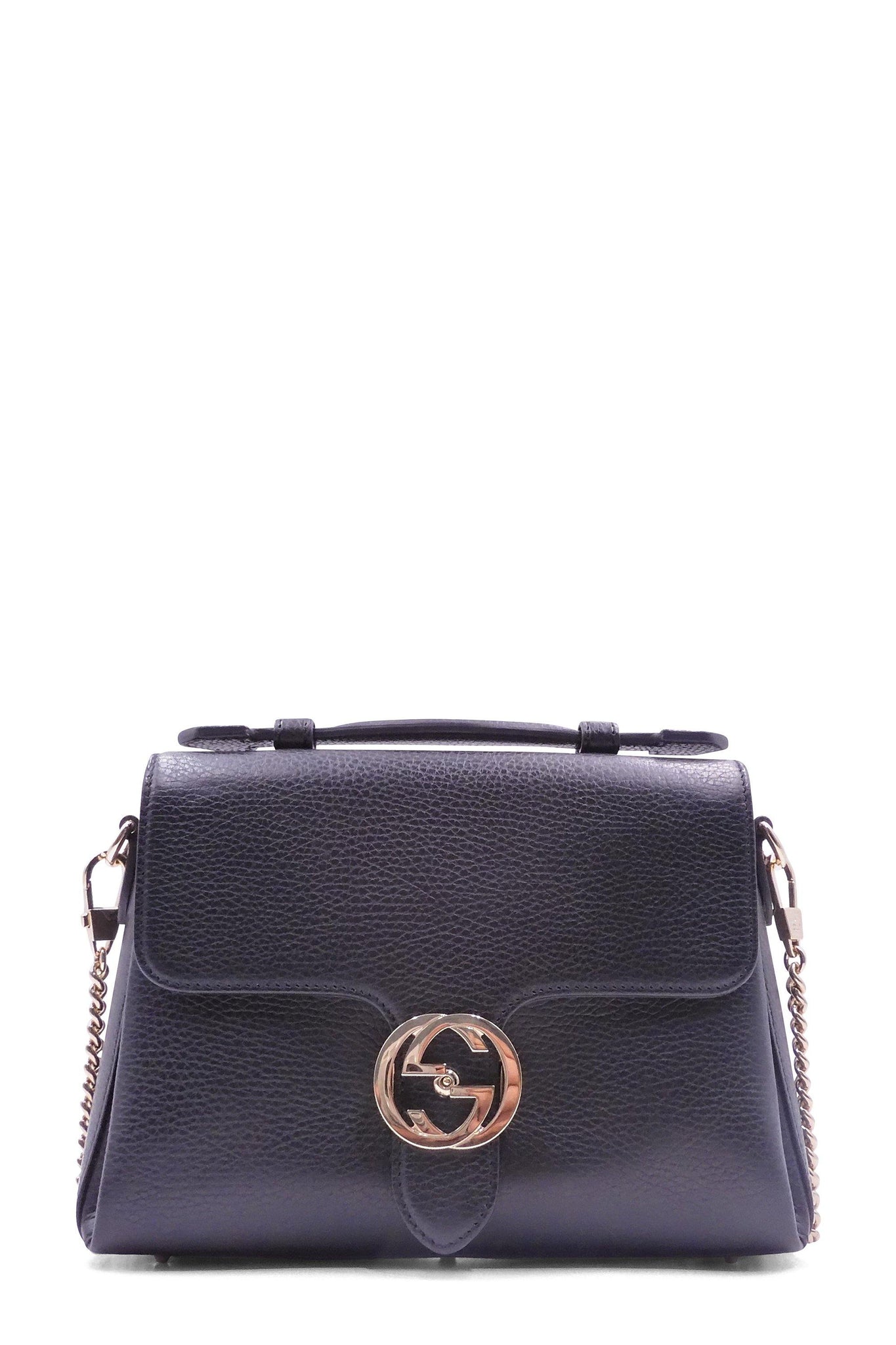 Interlocking GG Top Handle Shoulder Bag Black