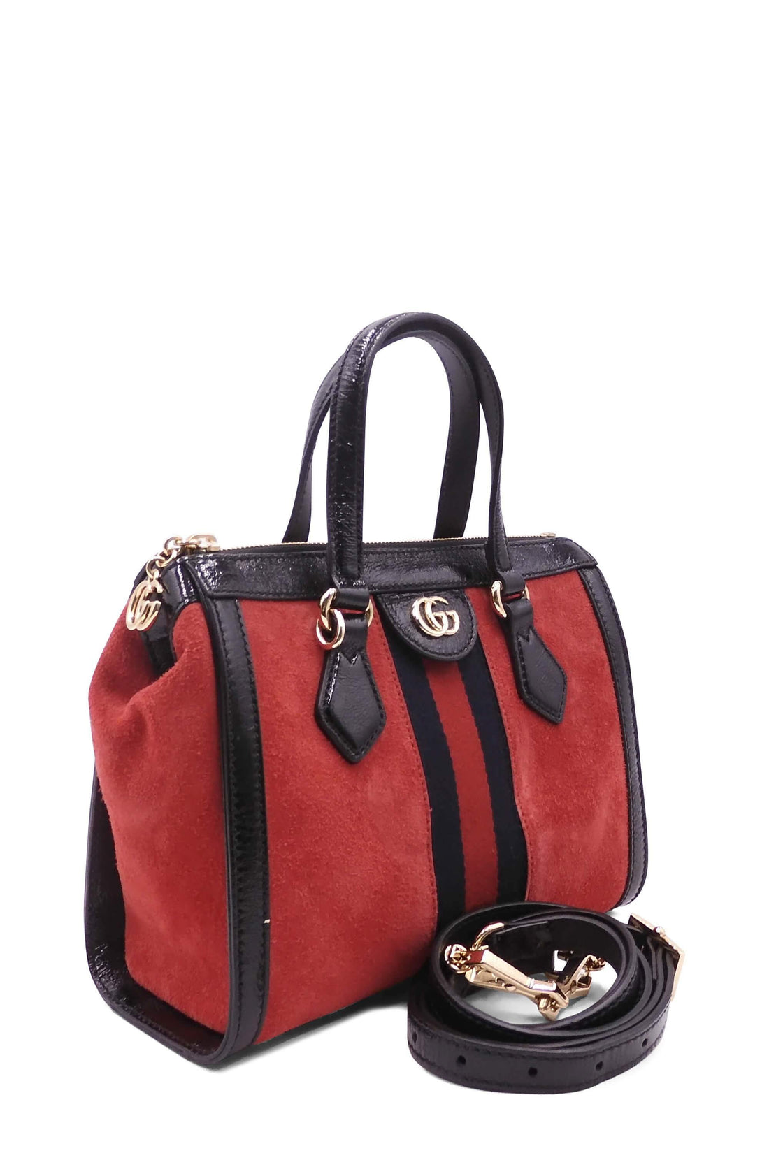 Small Ophidia GG Tote Black Red