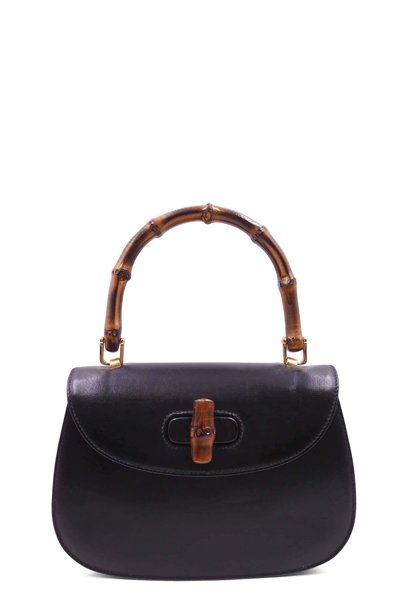 Vintage Bamboo Top Handle Bag Black