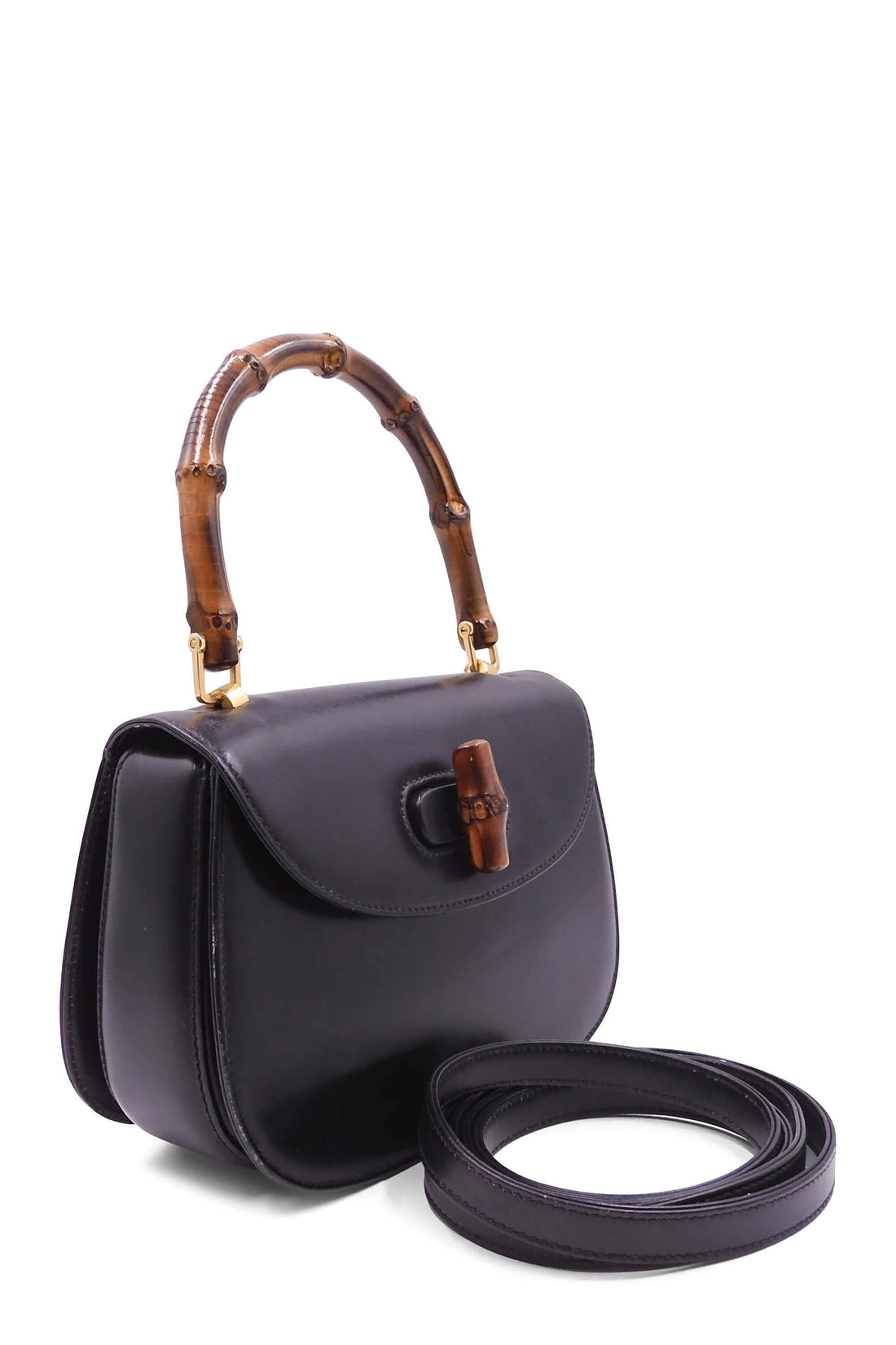 Vintage Bamboo Top Handle Bag Black
