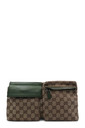 Vintage GG Canvas Web Belt Bag Brown Green