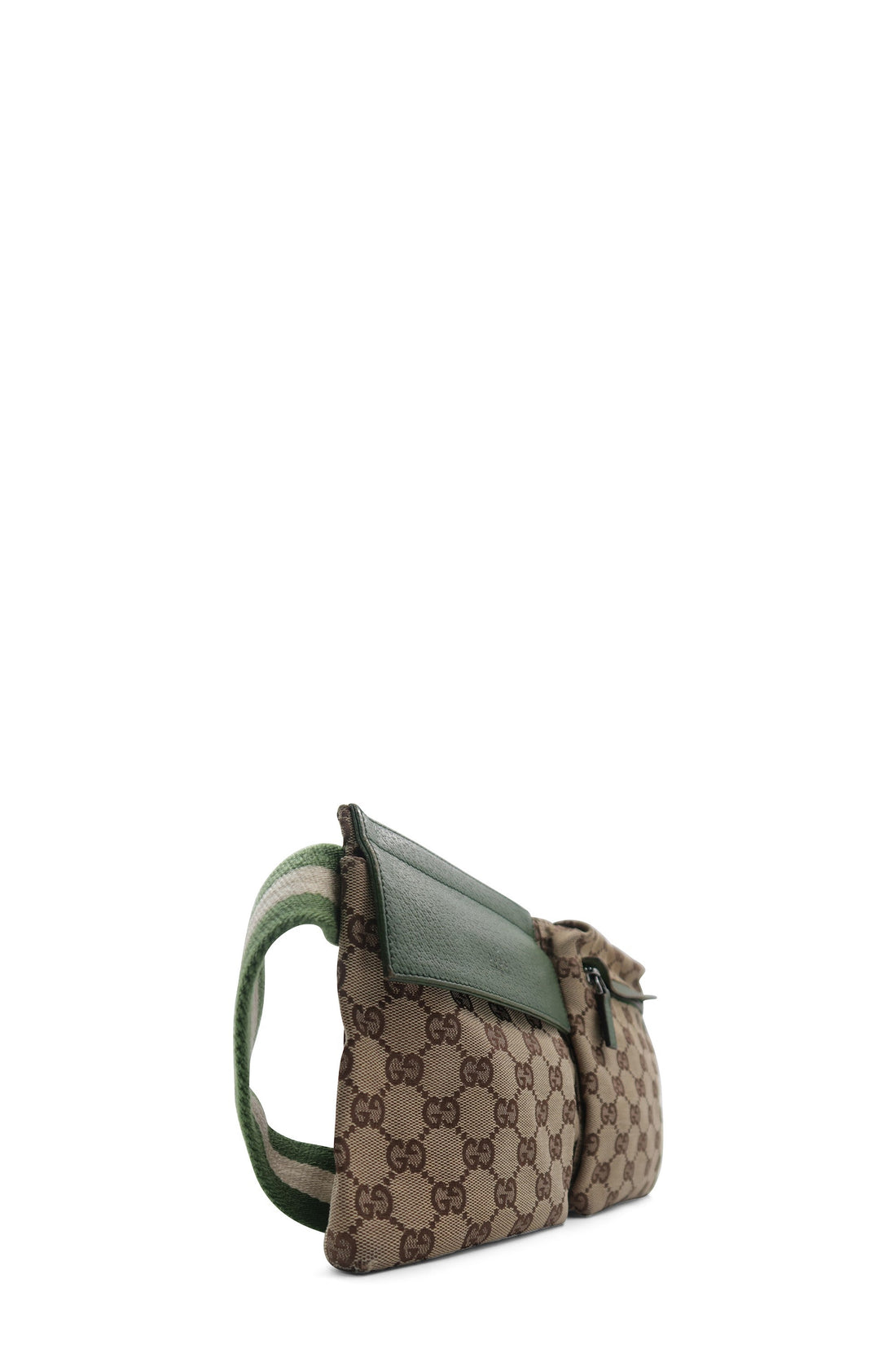 Vintage GG Canvas Web Belt Bag Brown Green