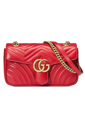 GG Marmont Small Matelasse Red Leather Shoulder Bag