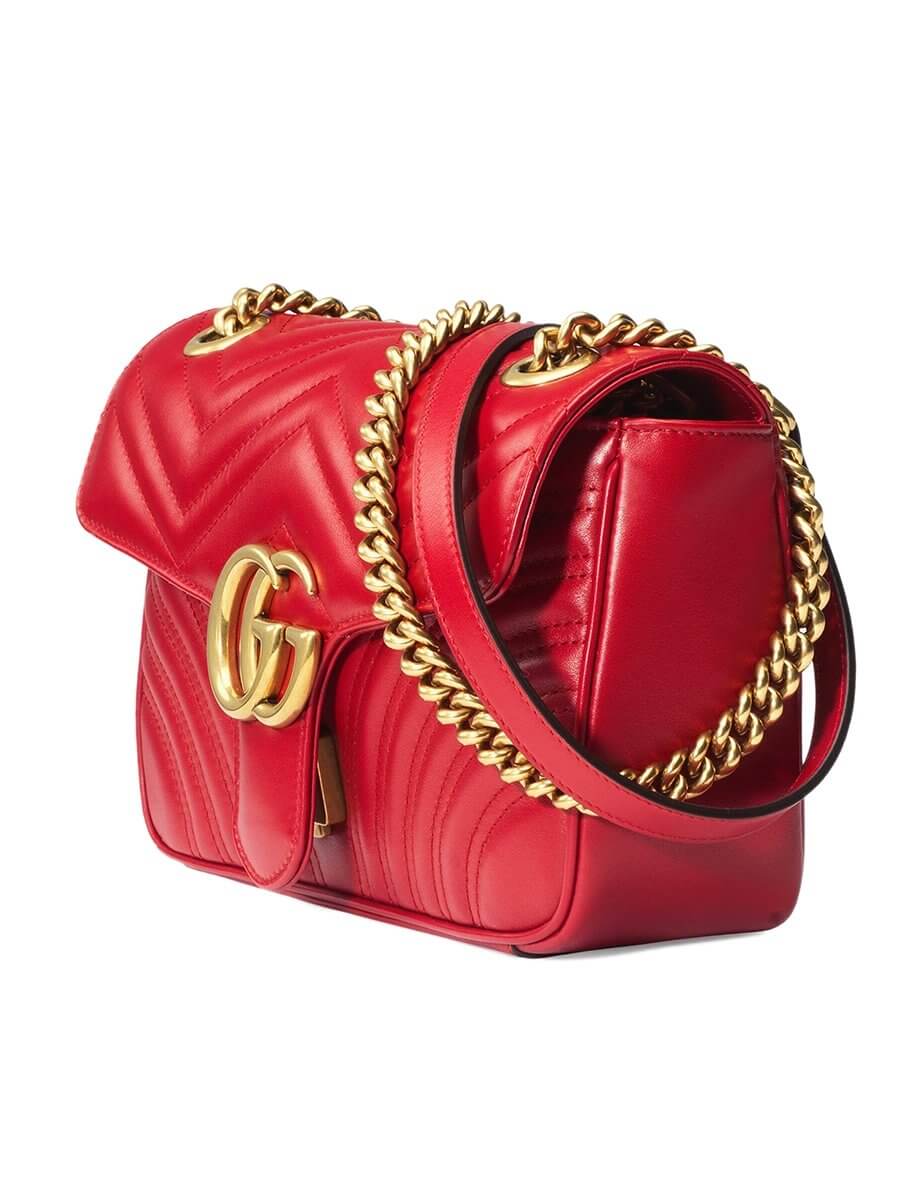 GG Marmont Small Matelasse Red Leather Shoulder Bag