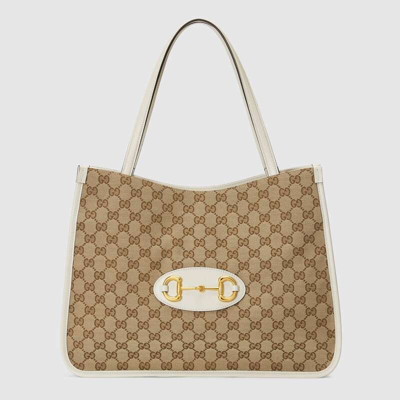 Gucci Horsebit 1955 Medium Tote Bag White Leather