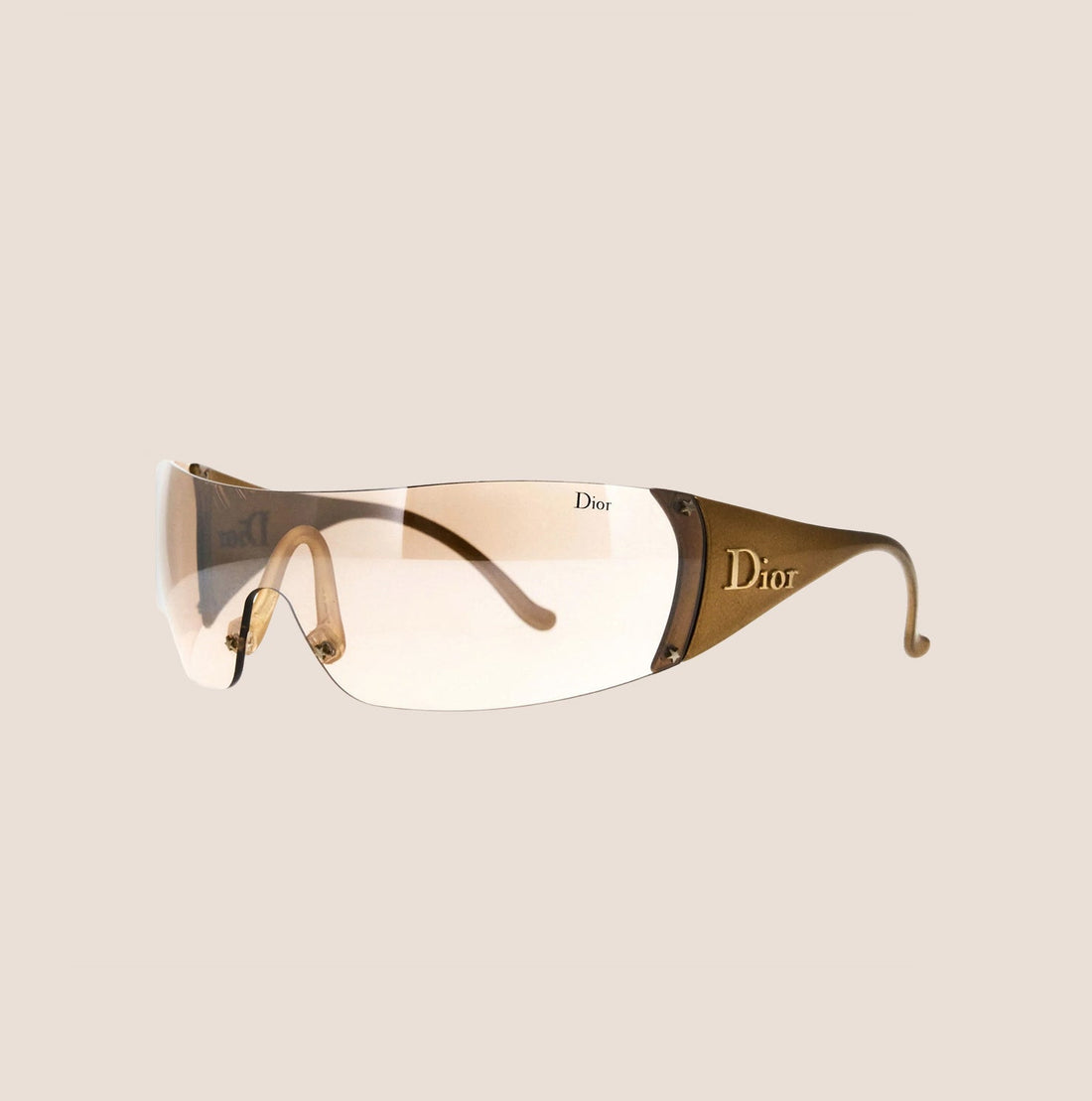 CHRISTIAN DIOR GOLD CLEAR SKI 5 SUNGLASSES