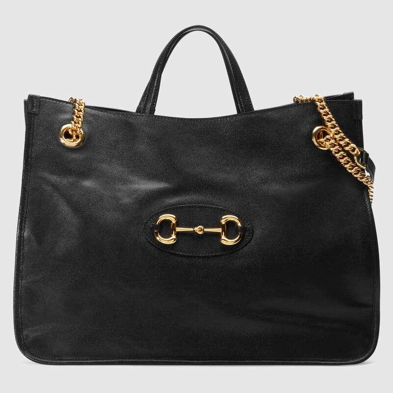 Gucci Horsebit 1955 Large Tote Bag Black Leather