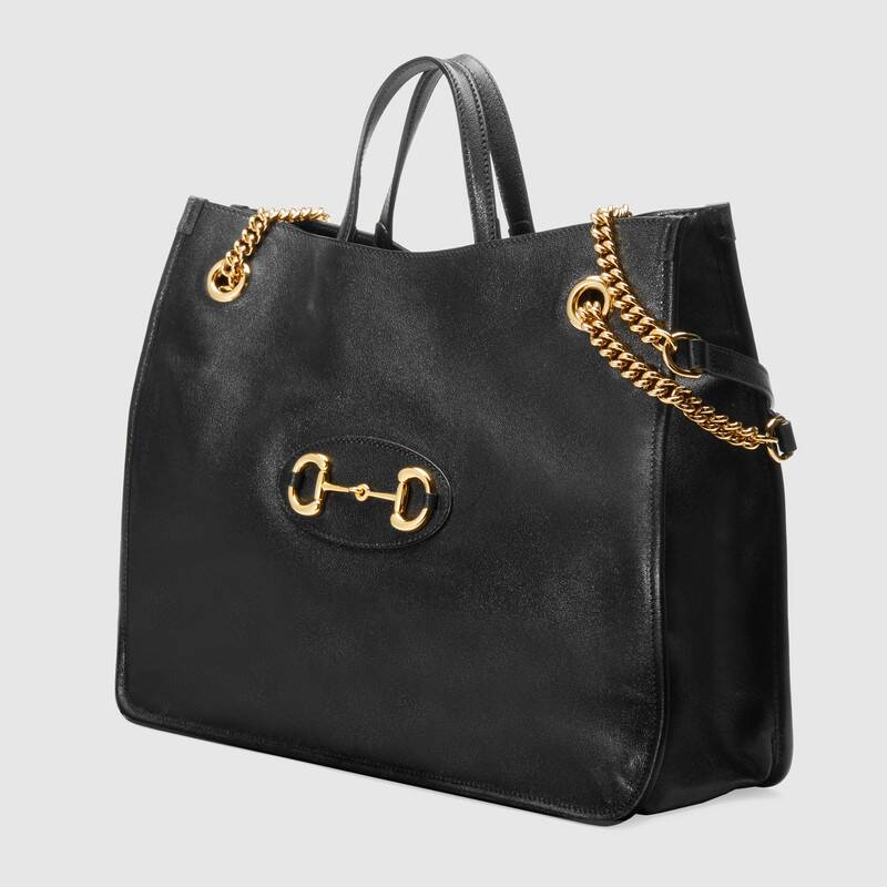 Gucci Horsebit 1955 Large Tote Bag Black Leather