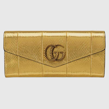 Gucci Broadway Snakeskin Clutch with Double G Gold Snakeskin