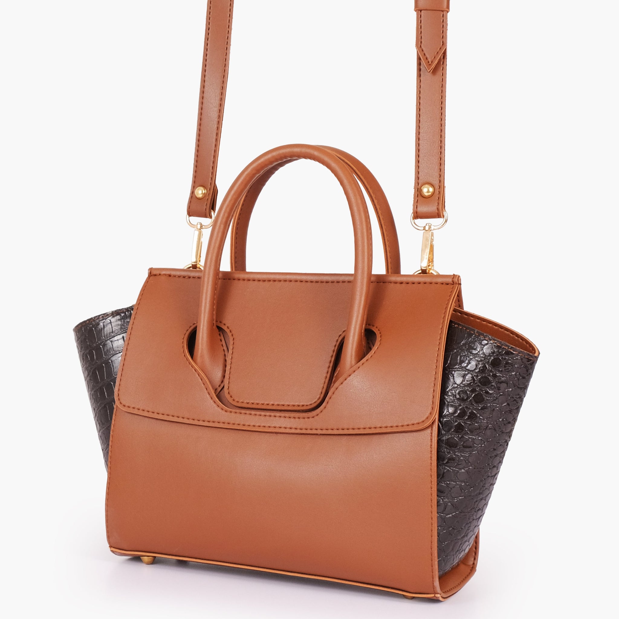 Brown trapeze handbag