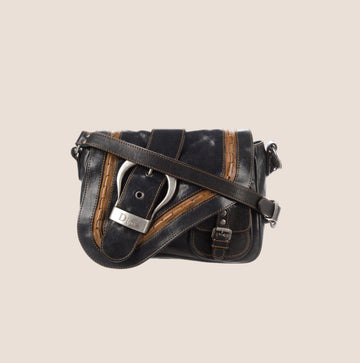 CHRISTIAN DIOR 2004 BLACK LEATHER MINI GAUCHO BAG