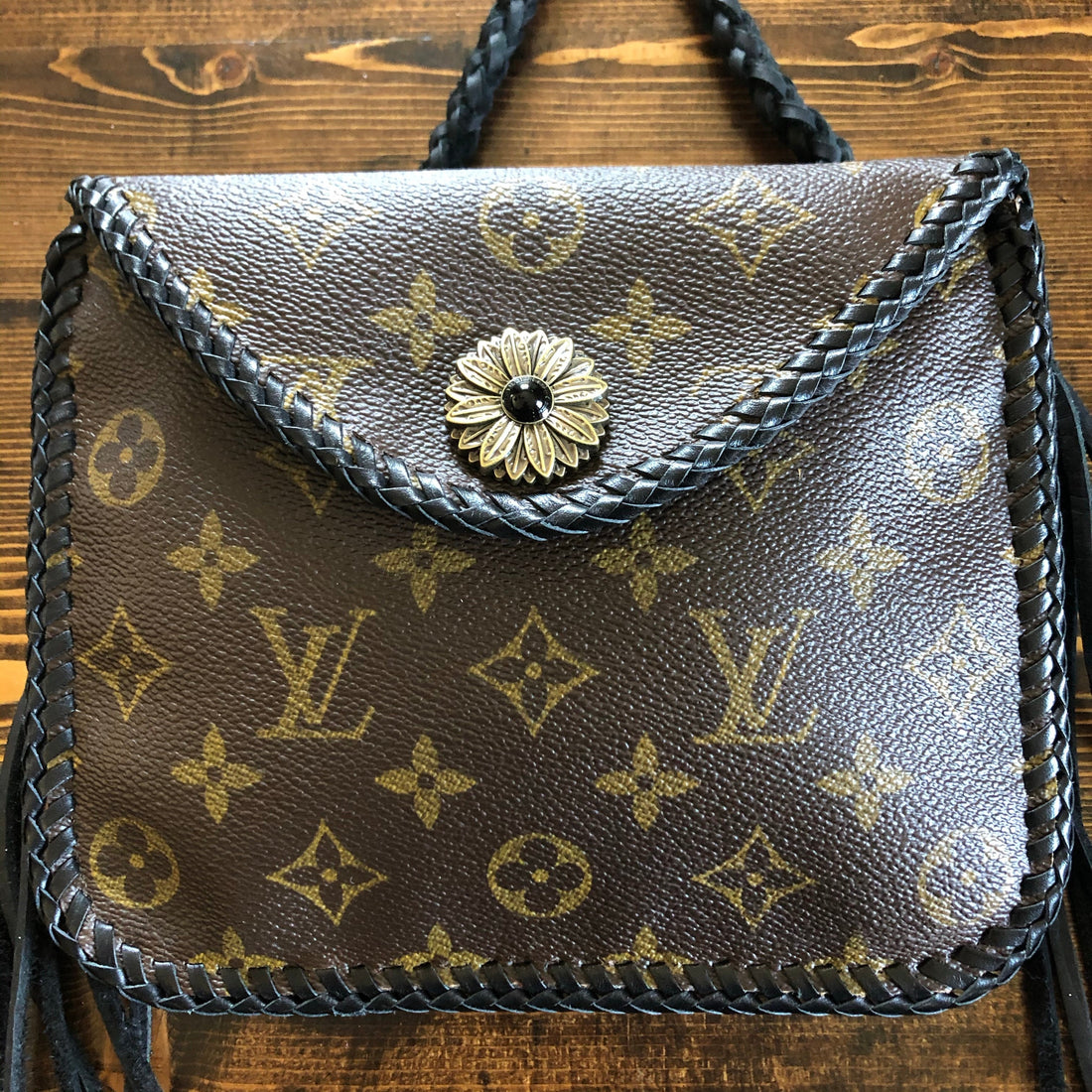 The Falcon with Back Pocket - Black Monogram Wristlet/Crossbody/Clutch